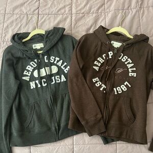 Aeropostale Brown and Gray Zip-Up Hoodies